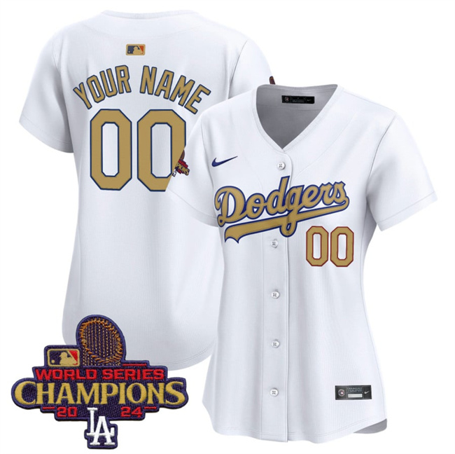 Women's Los Angeles Dodgers ACTIVE PLAYER Custom White 2025 Gold Collection Limited Stitched Baseball Jersey(Run Small)